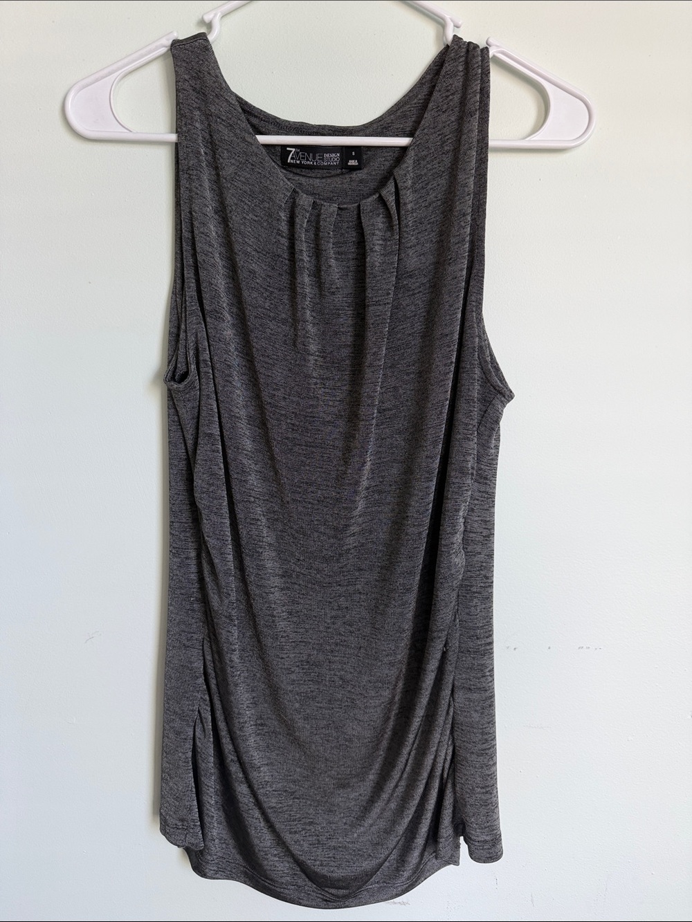 New York & Company Charcoal Gray Sleeveless Pleat-Front Tank